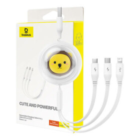 Baseus Cute Powerful Nabíjací USB-A kábel 3v1 1.1m biela / 1x USB-C (M) / 1x microUSB (M) / 1x Lightning (M) (P10362900211-00)