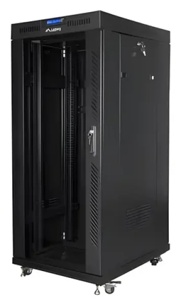 Lanberg FF01-8037-12BL čierna / Stojanový rozvádzač / 19" / 37U / 800x1000 mm / Sklenené dvere / LCD displej (FF01-8037-12BL)