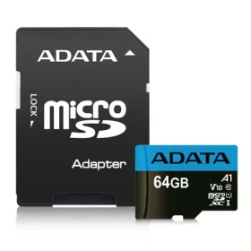 ADATA Micro SDXC karta Premier 64GB + SD adaptér / UHS-I / CLASS10 / R: 85MBs / W: 25MBs (AUSDX64GUICL10A1-RA1)