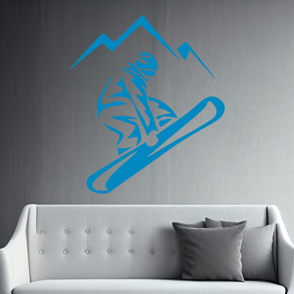 Veselá Stena Samolepka Snowboardista Farba: modrá, Veľkosť: 40 x 45 cm