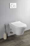 SAPHO - AVVA CLEANWASH závesná WC misa, integrovaná batéria a bidetová sprška, Rimless, 35,5x53cm, biela 100315