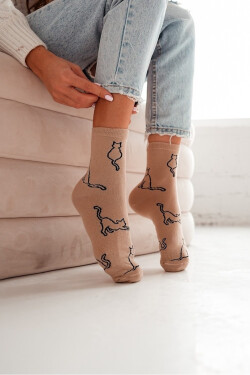 Dámske ponožky Cat outlines 0200.093 Béžová 37-41