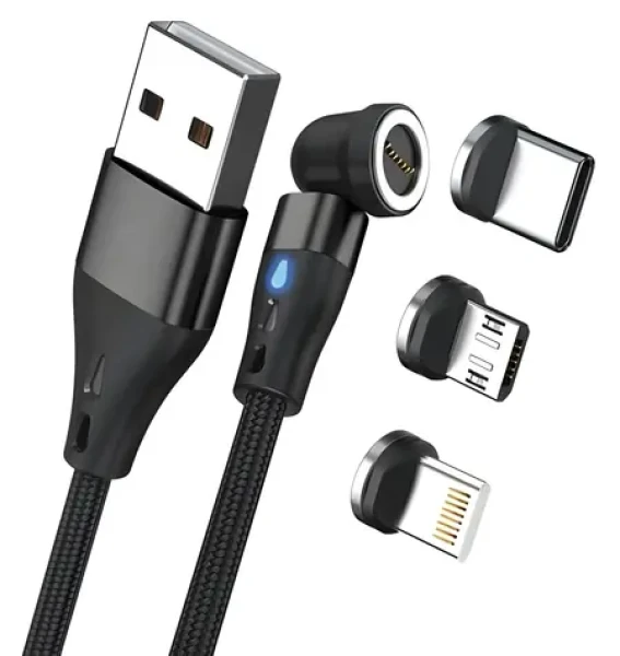 RealPower MagneticCharge3 čierna / Magnetický nabíjací kábel / USB-A / 3 A / 20 cm (439628)