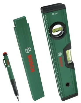 BOSCH 1600A02W7S zeleno-čierna / Sada značení / 3 diely / pravítko 2 m / vodováha 25 cm (1600A02W7S)