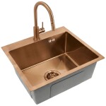 REA - Oceľový drez Leo 50 BRUSH COPPER bez kuchynskej batérie ZLE-06015