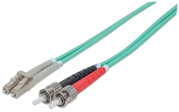 Intellinet optický kábel LC-ST OM3 1m tyrkysová / Patch kábel / Multimode / Duplex / LSZH plášť (751117)