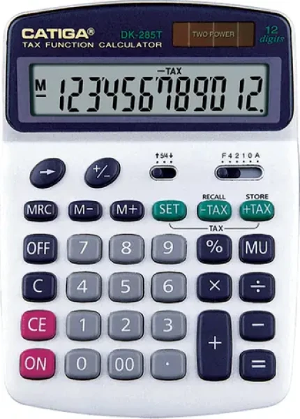 Catiga 285 / Stolová kalkulačka / 12 miest / solárne a batériové napájanie / TAX+/TAX-