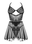 Dámska erotická košieľka Dark Mirage chemise - BEAUTY NIGHT FASHION černá S/M