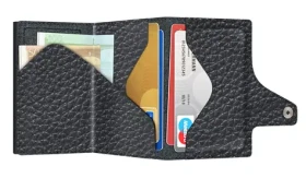 TRU VIRTU Click Slide Pebble Black/Black / Peňaženka / RFID ochrana / Koža a hliník / 5 kariet (24104004408)