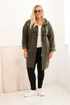 Dámska strihová bunda Plus Size s kapucňou a vreckami khaki UNI