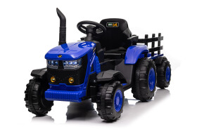 Mamido Mamido Detský elektrický traktor s vlečkou 12V 7Ah EVA kolesá ECO koža modrý