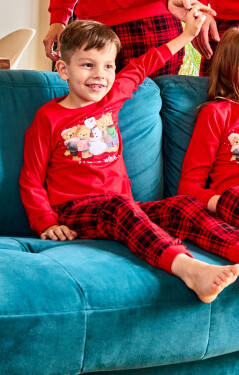 Cornette Detské chlapčenské pyžamo 593/171 Winter 86-128 Červená 110-116