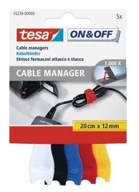 Tesa ONOFF Cable Manager mix farieb / Organizér káblov / 5 ks / 20 cm / 12 mm (55236-00000-01)