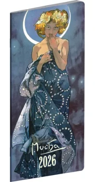 NOTIQUE Kapesný diár Alfons Mucha 2026 - plánovací mesačný / 8 x 18 cm (PGD-MESPL-35786-SK)