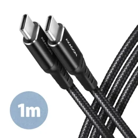 Axagon BUCM-CM10AB, HQ kábel USB-C - USB-C, 1m, USB 2.0, PD 60W 3A, ALU, oplet, čierny (BUCM-CM10AB)