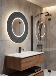 SAPHO - LUMIRO STRIP guľaté zrkadlo s LED osvetlením v ráme, priemer 90cm, carina LR950-4141S
