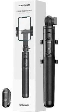 Ugreen selfie tyč s Bluetooth spúšťa čierna / Selfie tyč / Bluetooth diaľková spúšť / 360° otočná / do 7,2" (15062)
