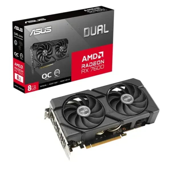 Asus Dual Radeon RX 7600 EVO OC / Grafická karta / 2300-2715 MHz / 8GB D6 / 128-bit / 1x HDMI + 3x DP (90YV0LD0-M0NA00)