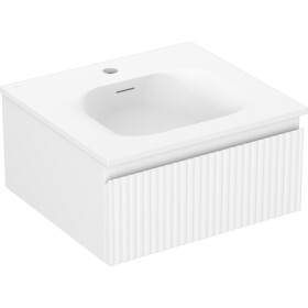 MEXEN/S - Rivel kúpeľňová skrinka 50 cm s umývadlom Vela, 1 šuplík, reliéf, biela mat 91A20-05023-1-BF01-W23M01