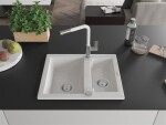 MEXEN/S MEXEN/S - Carlos granitový drez 1.5 vrátane batérie Flora, biela 6518-20-670401-02