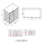 CERANO - Sprchovací kút Santoro - pravá - 6 mm - chróm, mliečne sklo - 130x80 - posuvný CER-665842
