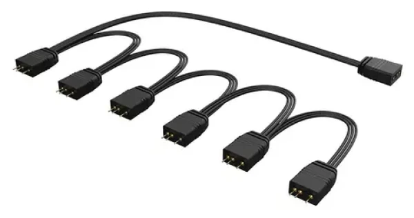 Akasa AK-CBLD13-85BK / RGB LED rozbočovač / 3-pin / 1 vstup na 6 výstupov / 85 cm (AK-CBLD13-85BK)