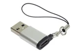 PremiumCord Adaptér USB 3.0 A(M) - USB-C(F) strieborná / Redukcia / s očkom na zavesenie (8592220023287)