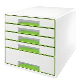 Leitz Wow CUBE bielo-zelená / Zásuvkový box / 5 zásuviek / plast (52142054)
