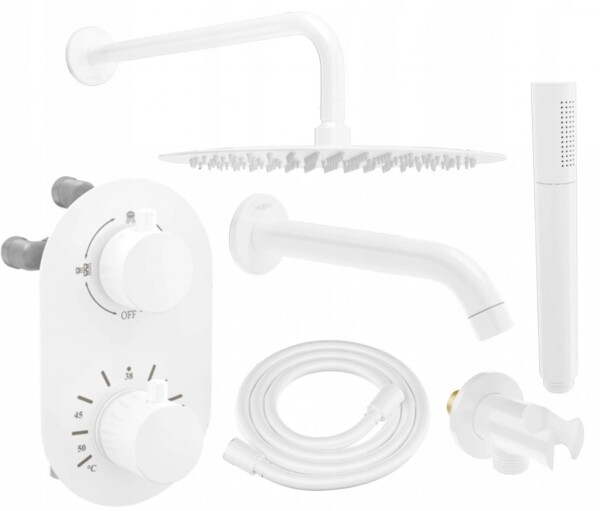 MEXEN/S - Kai DR70 podomietkový vaňový SET s výtokovou hubicou + slim sprcha 30, biela 77602DR70301-20