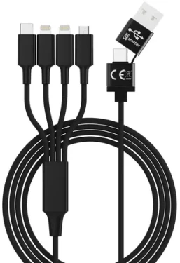 Smrter Hydra ELITE 6in1 čierna / Nabíjací kábel / Lightning / Nylon (SMRTER_ELITE_L_BK)