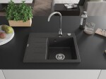 MEXEN MEXEN - Ben granitový drez 1 s odkvapkávačom pravý 600 x 500 mm, čierna kropenatá, sifón chróm 6523605000-76