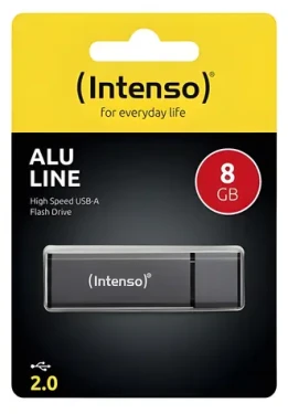 INTENSO Alu Line 8GB čierna / Flash disk / USB-A 2.0 / čítanie: 28 MB/s / zápis: 6,5 MB/s (3521461)