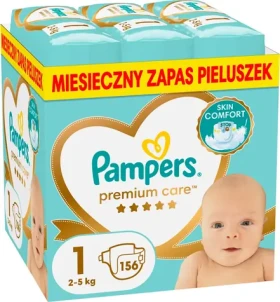 Pampers Premium Care 2-5 kg (156ks) / Plienky / Veľkosť 1 (2-5 kg) (8700216346757)