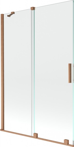 MEXEN/S - Velar Dvojkrídlová posuvná vaňová zástena 120 x 150, transparent, kartáčovaná meď 896-120-000-01-65