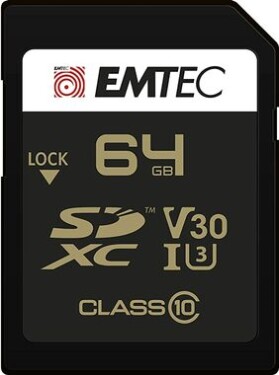 EMTEC SpeedIN Pre SDXC 64GB / Class 10 / UHS-I / U3 / čítanie 95MBs zápis 80MBs / vhodné pre 4K (ECMSD64GXC10SP)