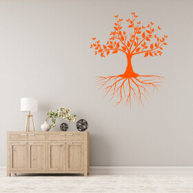 Veselá Stena Samolepka Strom života s koreňmi Farba: oranžová, Veľkosť: 80 x 103 cm