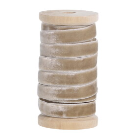 Chic Antique Zamatová stuha na drevenej cievke 5 m – Cream