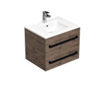 Kúpeľňová skrinka s čiernou úchytkou a umývadlom SAT Cube Way 60x53x46 cm dub Wellington mat CUBE46C602DWMOD CUBE46C602DWMOD