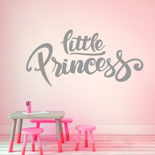 Veselá Stena Samolepka Nápis Little princess Farba: šedá, Veľkosť: 60 x 32 cm