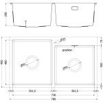 MEXEN - Xorin oceľový drez 2-bowl 780 x 450 mm, čierna HC 6441782000-70HC