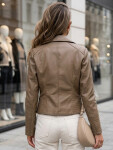 Dámska kožená bunda v štýle Ramones v béžovej farbe FashionStreet TY5712 M