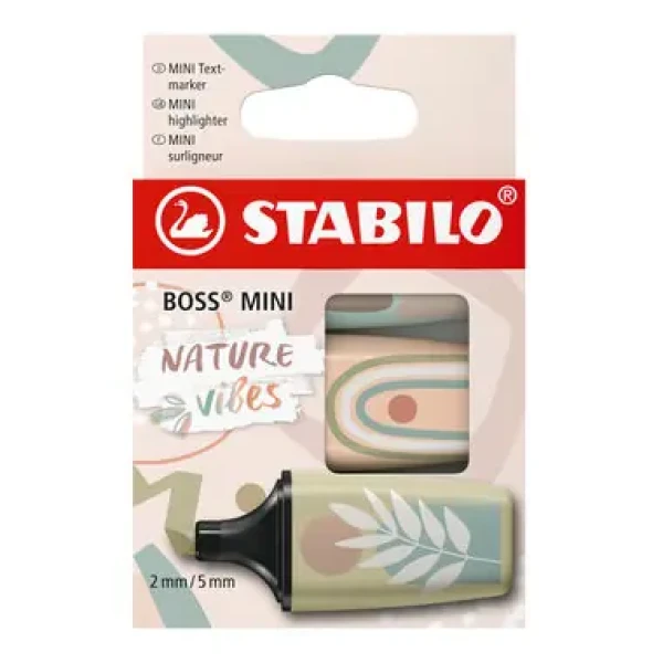 STABILO® BOSS MINI Naturevibes - 3 ks súprava - zemitá zelená, bahenná zelená, béžová (07/03-72)