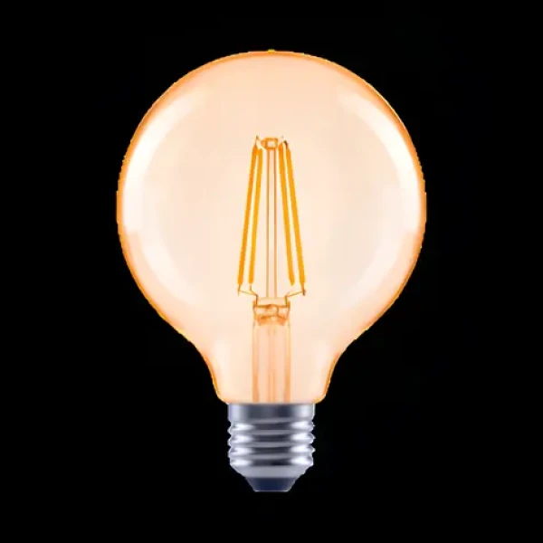 Xavax LED Filament žiarovka / E27 / 680 lm (nahrádza 52 W) / G95 guľa / jantárová / teplá biela