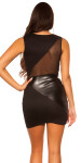 Sexy KouCla mini dress with mesh and leather look black