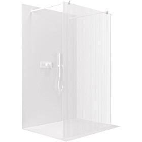 CERANO - Sprchová zástena Walk-in Onyx Duo Ľ/P - 8 mm - okrúhla vzpera - biela matná, ryhované sklo - 120x200 CER-8050BD2231