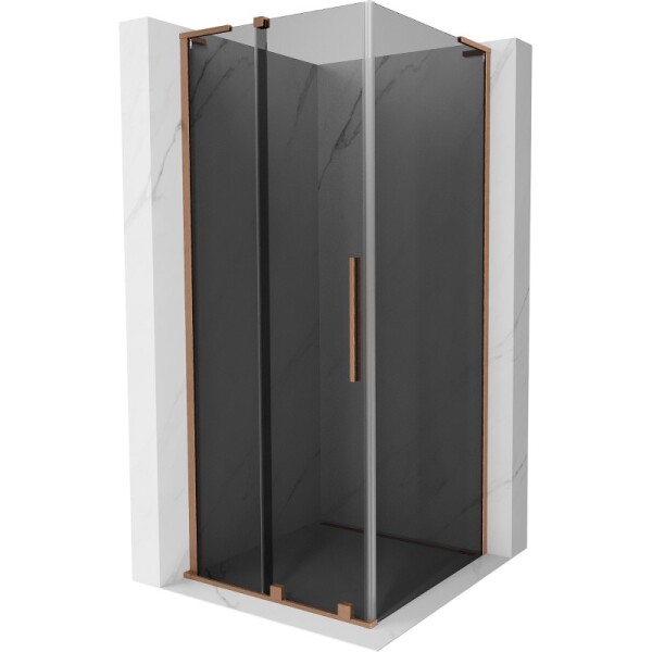 MEXEN/S - Velar L sprchovací kút, posuvné dvere 120 x 120, grafit, meď kartáčovaná - 871-120-120-33-65 871-120-120-43-65