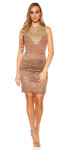 Sexy KouCla Neckholder Mini Dress + Crochet & Lace CAPPUCCINO S/M