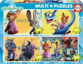 Educa Puzzle Zootropolis 2/4v1 (50, 80, 100, 150 dielikov)