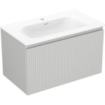 MEXEN/S - Rivel kúpeľňová skrinka 80 cm s umývadlom Vela, 1 šuplík, reliéf, šedá mat/biela mat 91A20-08047-1-BF62-W23M01