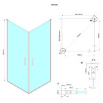 GELCO - LORO štvorcová sprchová zástena 900x900 rohový vstup GN4990-01